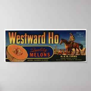  oude "Ho Cantaloupe"-etiketten voor fruitkratten Poster