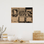 Oude Hollandse kalender vogels blanco Poster (Keuken)