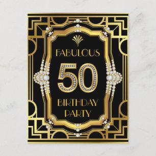 Oude Hollywood Glam Art Deco 50e verjaardagsfeestj Kaart