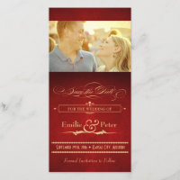 Oude Hollywood Poster Rood & Goud Save the Date