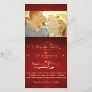 Oude Hollywood Poster Rood & Goud Save the Date