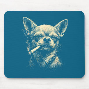 Oude hond die sigaret rookt grappige chihuahua muismat