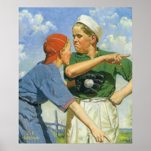 Oude honkbal, kinderen, jongens die sporten poster