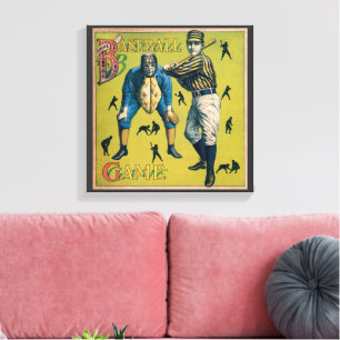 Oude honkbalspelers bij de thuiswedstrijd canvas afdruk