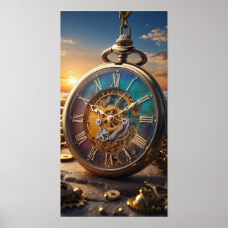Oude horloge muurkunst poster