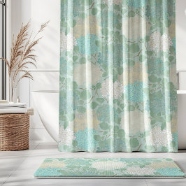 Oude Hortensia Tuin Aqua Blauwe Munt Salie Ivoor Douchegordijn