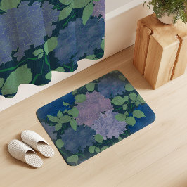 Oude Hortensia Tuin Marineblauw Groen Lavendel Badmat