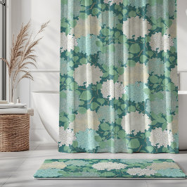 Oude Hortensia Tuin Turkoois Blauw Mint Ivoor Douchegordijn