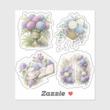 Oude Hortensia Tuin Waterverf Bloemsticker