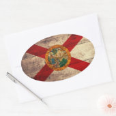 Oude hout Florida vlag; Ovale Sticker (Envelop)