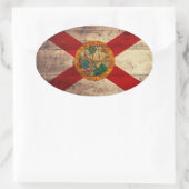 Oude hout Florida vlag; Ovale Sticker (Tas)
