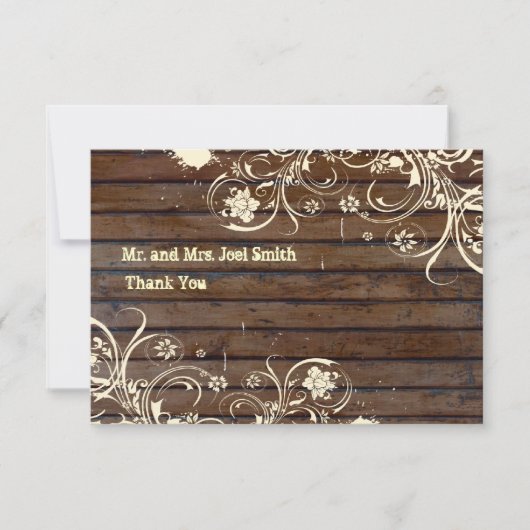 Oude houten flat Dank u kaarten met enveloppen (Voorkant)