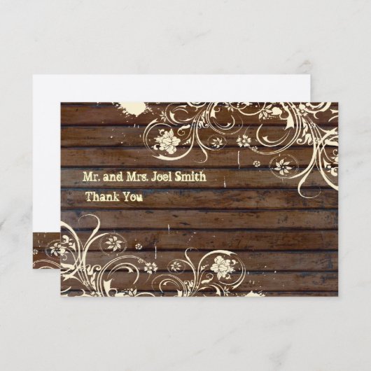 Oude houten flat Dank u kaarten met enveloppen (Voorkant / Achterkant)