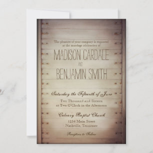 Oude houten klep Rustic Wedding Invitations Kaart