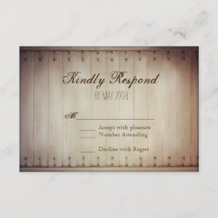 Oude houten klep Rustic Wedding RSVP-kaarten RSVP Kaartje