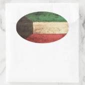 Oude Houten Koeweit Vlag Ovale Sticker (Tas)