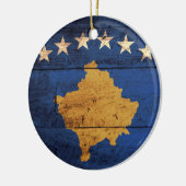 Oude houten Kosovaarse vlag Keramisch Ornament (Links)