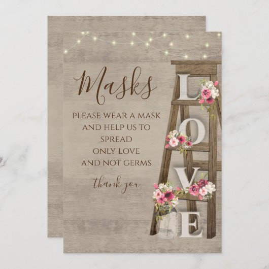 Oude Houten Ladder en Snoer Lichtjes Mondkapje Bor Kaart (Voorkant / Achterkant)