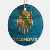 Oude houten Oklahoma vlag; Keramisch Ornament (Links)