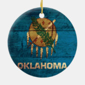 Oude houten Oklahoma vlag; Keramisch Ornament (Achterkant)