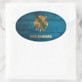 Oude houten Oklahoma vlag; Ovale Sticker (Tas)