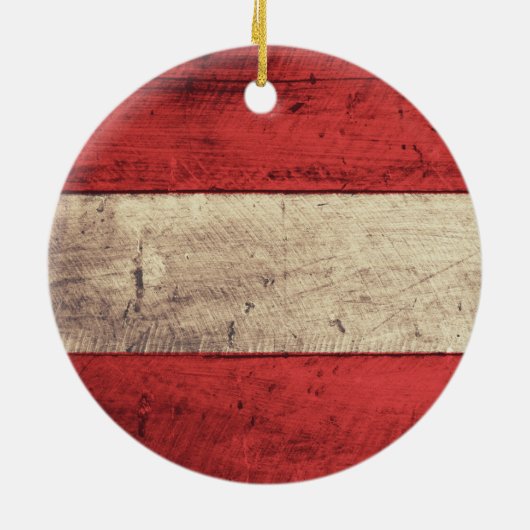 Oude Houten Oostenrijk Vlag Keramisch Ornament (Achterkant)