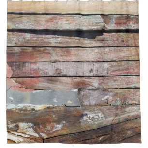 Oude houten rustieke boot houten plank douchegordijn