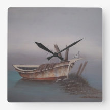 Oude Houten Schuit Wandklok