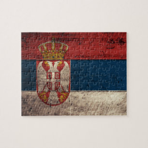 Oude houten Servische vlag Legpuzzel