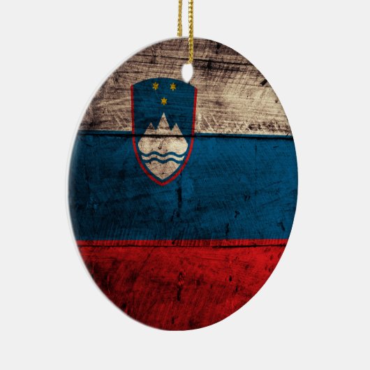 Oude houten Sloveense vlag Keramisch Ornament (Rechts)
