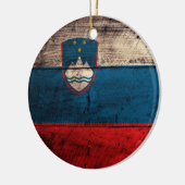 Oude houten Sloveense vlag Keramisch Ornament (Links)