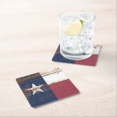 Oude Houten Texas State Vlag Vierkante Kartonnen Onderzetter (Insitu)