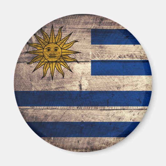 Oude houten Uruguay vlag Magneet (Voorkant)