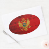 Oude houten vlag van Montenegro Ovale Sticker (Envelop)