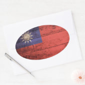 Oude houten vlag van Taiwan Ovale Sticker (Envelop)