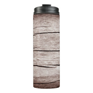 Oude houten vloer met scheuren, oude houten textuu thermosbeker