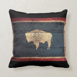 Oude Houten Wyoming Vlag Kussen