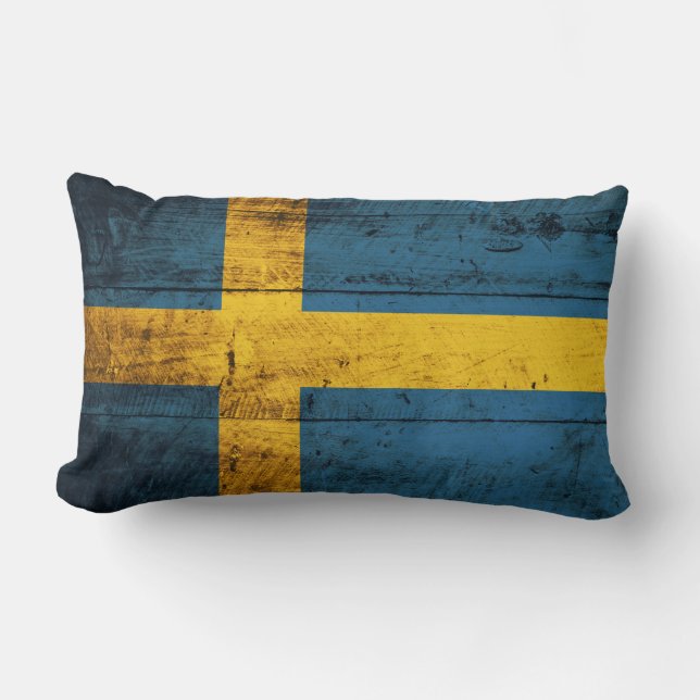 Oude houten Zweden vlag Kussen (Voorkant)