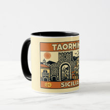 Oude Houtsnede Taormina Sicilië Poster