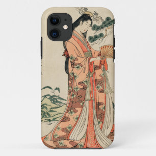 Oude houttekening van Japanse vrouw iPhone 11 Hoesje