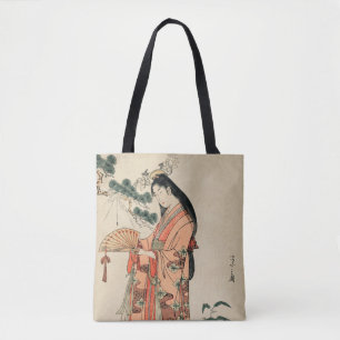 Oude houttekening van Japanse vrouw Draagtas