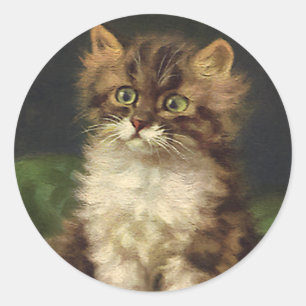 Oude huisdieren, Cute gestreepte tabby kat kitten Ronde Sticker