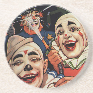 Oude humor, Lachende circusclowns en politie Zandsteen Onderzetter