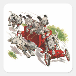 Oude humor Lieve Dalmatiër puppy honden brandweerw Vierkante Sticker