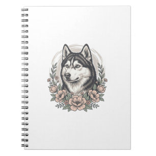 Oude Husky Bloemportret Overhemd Ontwerp_1 Notitieboek