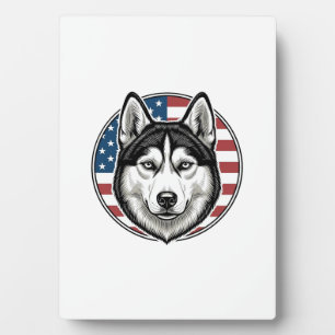 Oude Husky Patriottische Hond Vector T-shirt Ontwe Fotoplaat