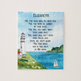 Oude Iers Zee met zinnend gedicht weggaan Gift Nam Legpuzzel