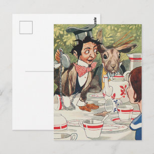 Oude illustratie van de theepartij van de gekke ho briefkaart