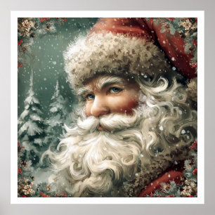 Oude illustratie van kerstman Nostalgische stijl Poster