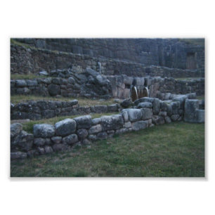 Oude Inca-stenen terrassen en waterfonteinen P Foto Afdruk